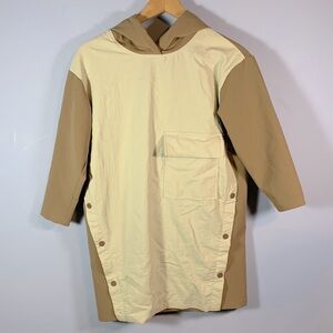 Zara girls size 10 scuba windbreaker hooded dress tan cream beige back pocket